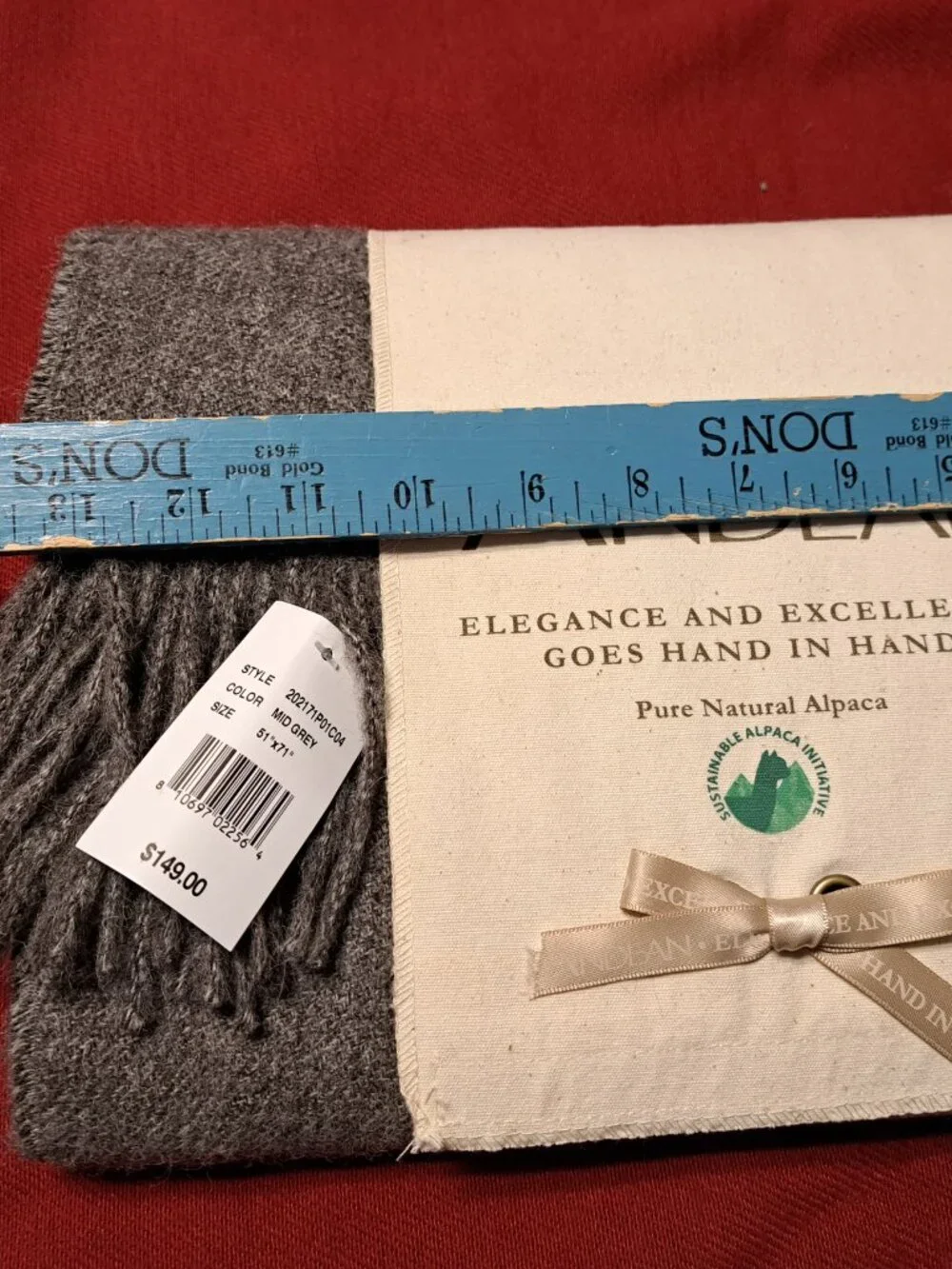ANDEAN PURE NATURAL ALPACA WOOL THROW GREY NEW IN PKG 51